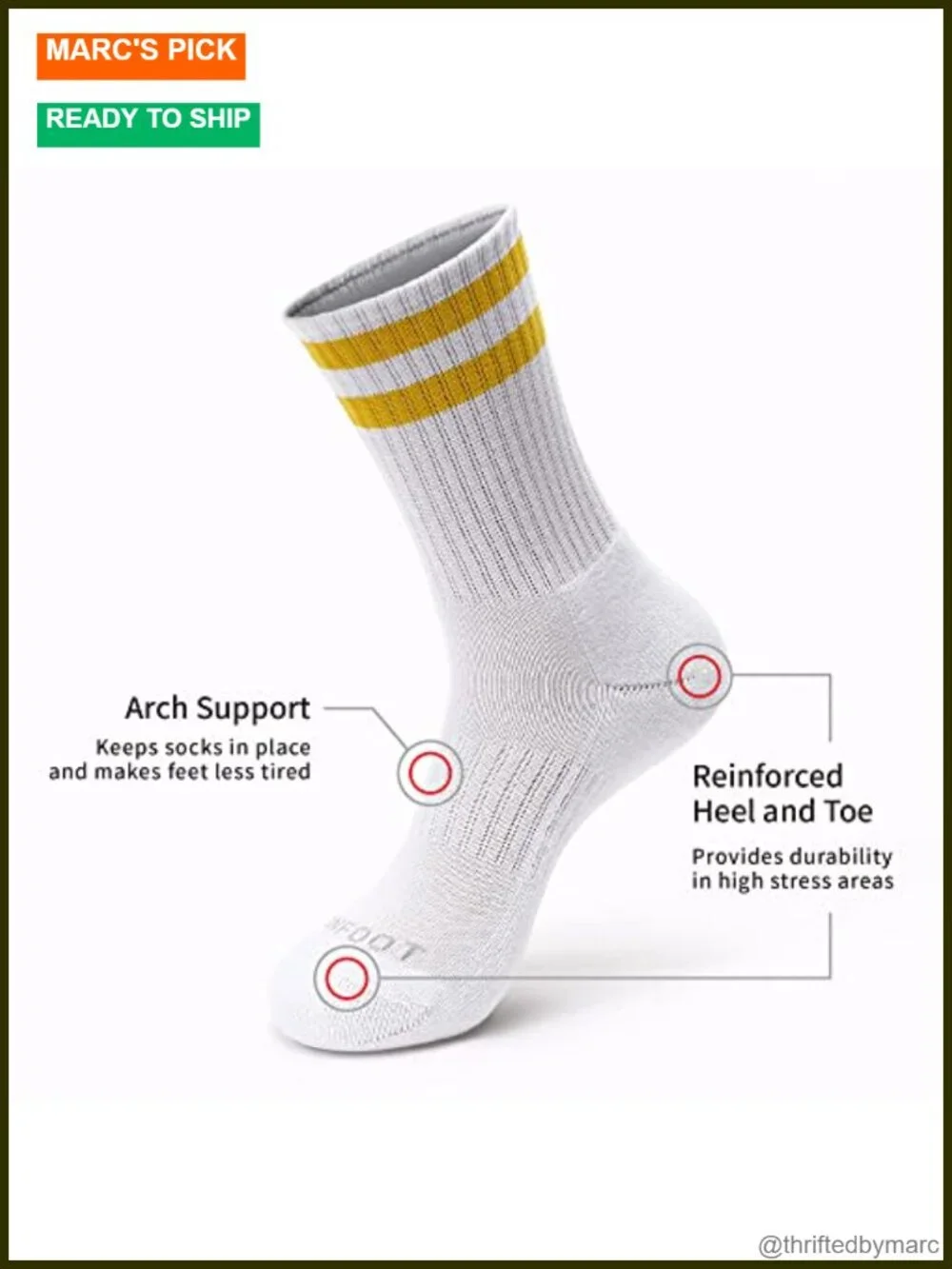 Athletic Cushion Crew Socks with Arch Compression 4 Pack